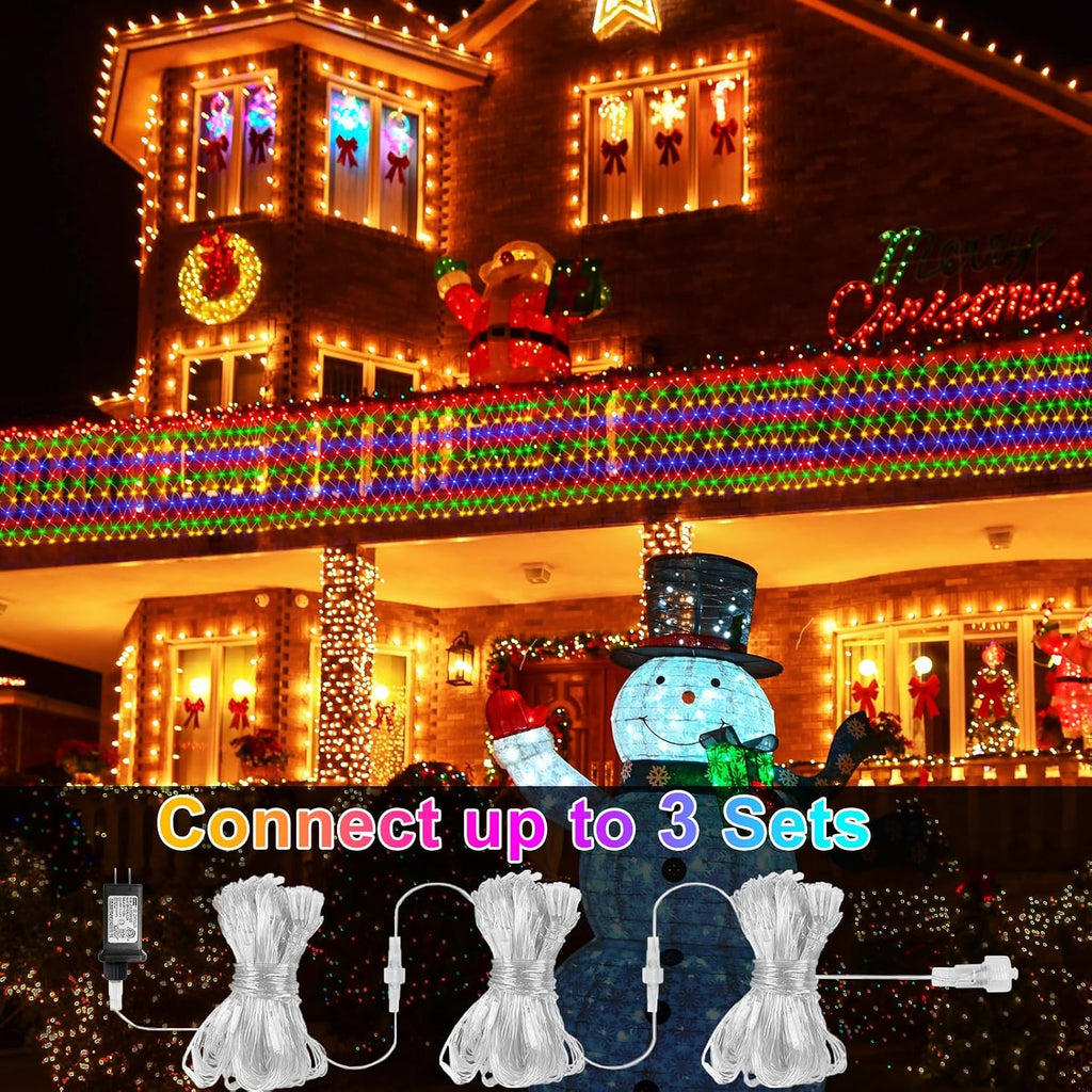 Dual Color Changing Net Lights 20x6.6ft Christmas Lights with Remote Timer