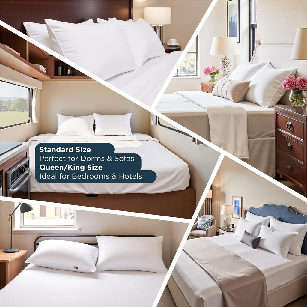 Pillows Standard Size Set of 2 - Hotel Collection Bed Pillows for Sleeping, with Down Alternative Filling, Soft