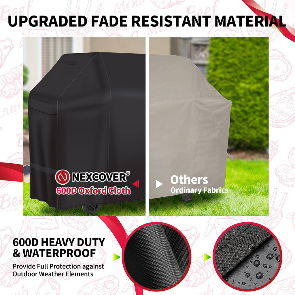 55 Inch Grill Cover - 600D Heavy Duty Waterproof and Weather Resistant BBQ Cover for Weber, Char Broil, Nexgrill