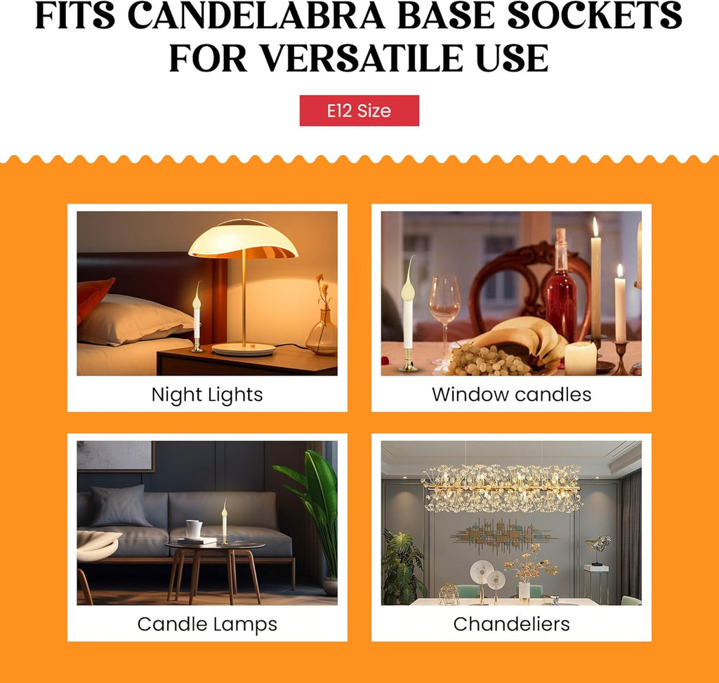 Country Style Incandescent Silicone Dipped Candle Light Bulbs ~ 5 Watt Pearlized Silicone, Gold Glow