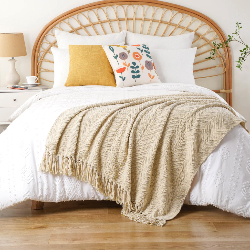 Beige Throw Blanket for Couch, Knitted Beige Throw for Bed, Neutral Throw Blankets Tan Throw Blanket for Room Decor