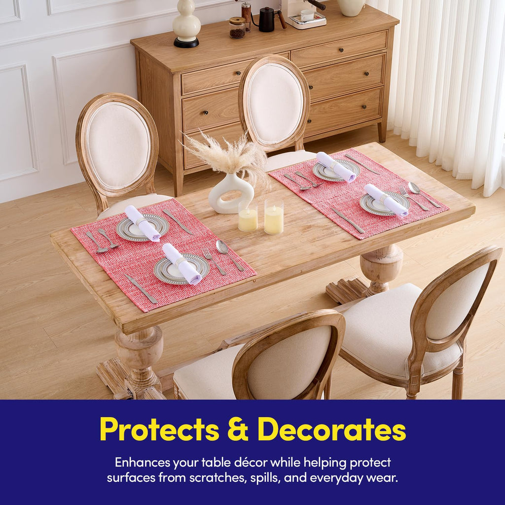 100% Cotton Placemats Rectangle Two Tone Woven Fabric 13" x 19" Soft Durable Table Mat Set, Set of 4, Pink