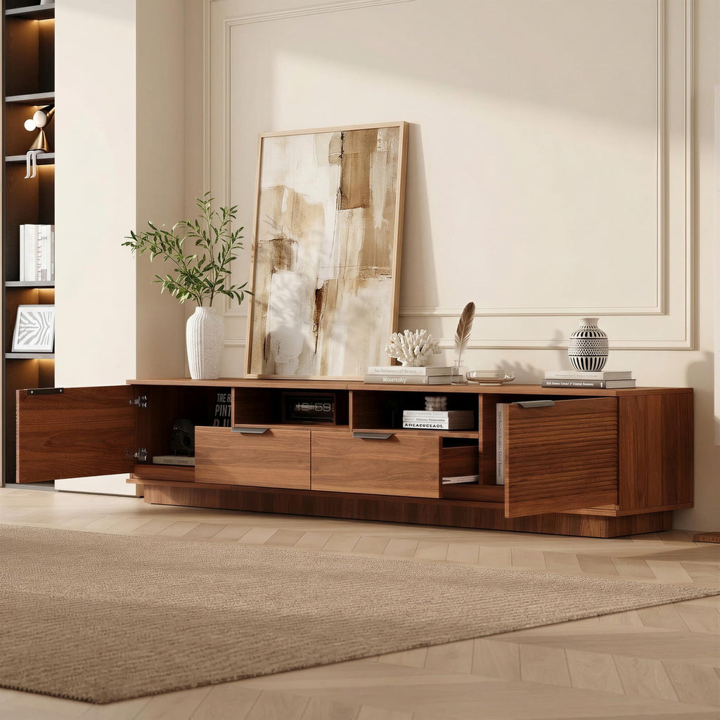 Mid-Century Modern Fluted TV Stand for TVs Up to 85"