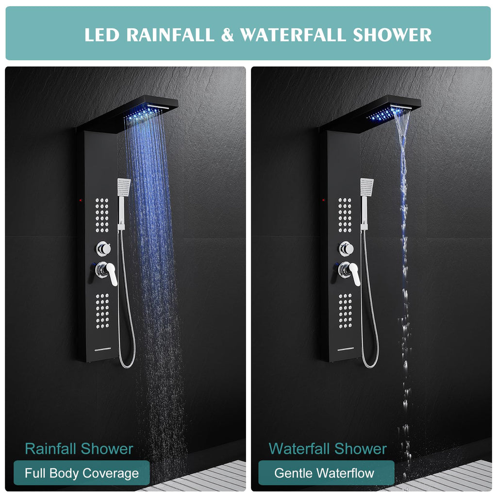 Rainfall LED Shower Panel - 5 in 1 Full Body Shower Tower System
