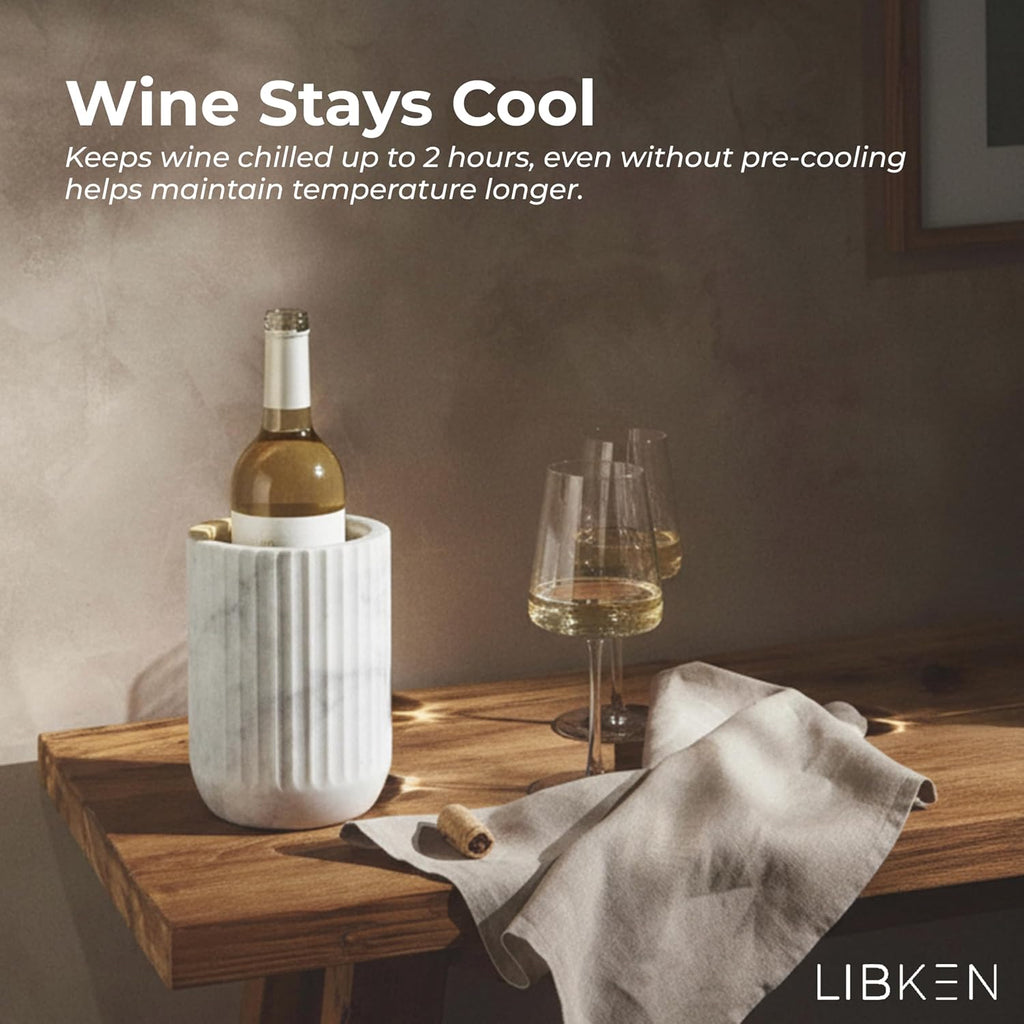 Marble Wine Chiller Bucket for 750 ml Bottles - Gray Wine Cooler Bucket