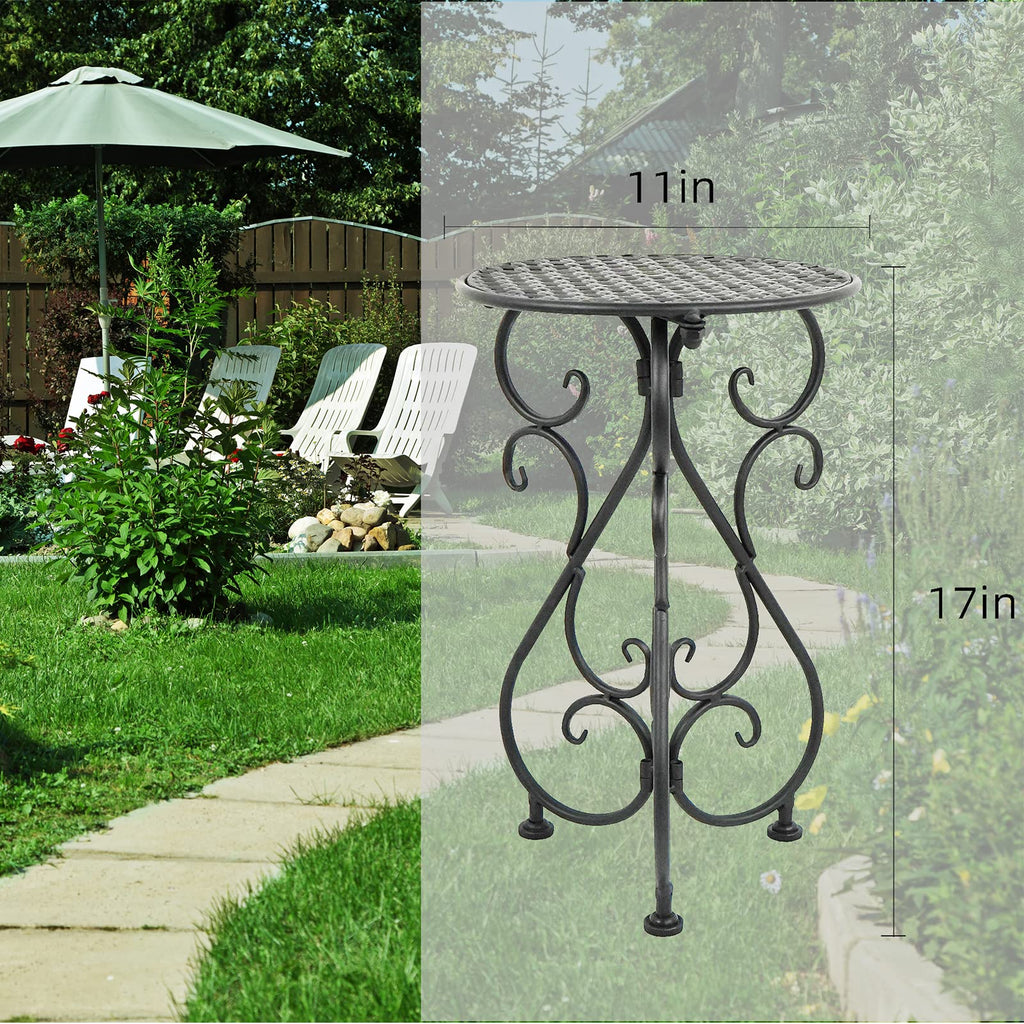 Metal Plant Stands 2 Pack, Heavy Duty Plant Pedestal 17" Tall, Single Flower Pot Holder for Indoor, Outdoor, Patio