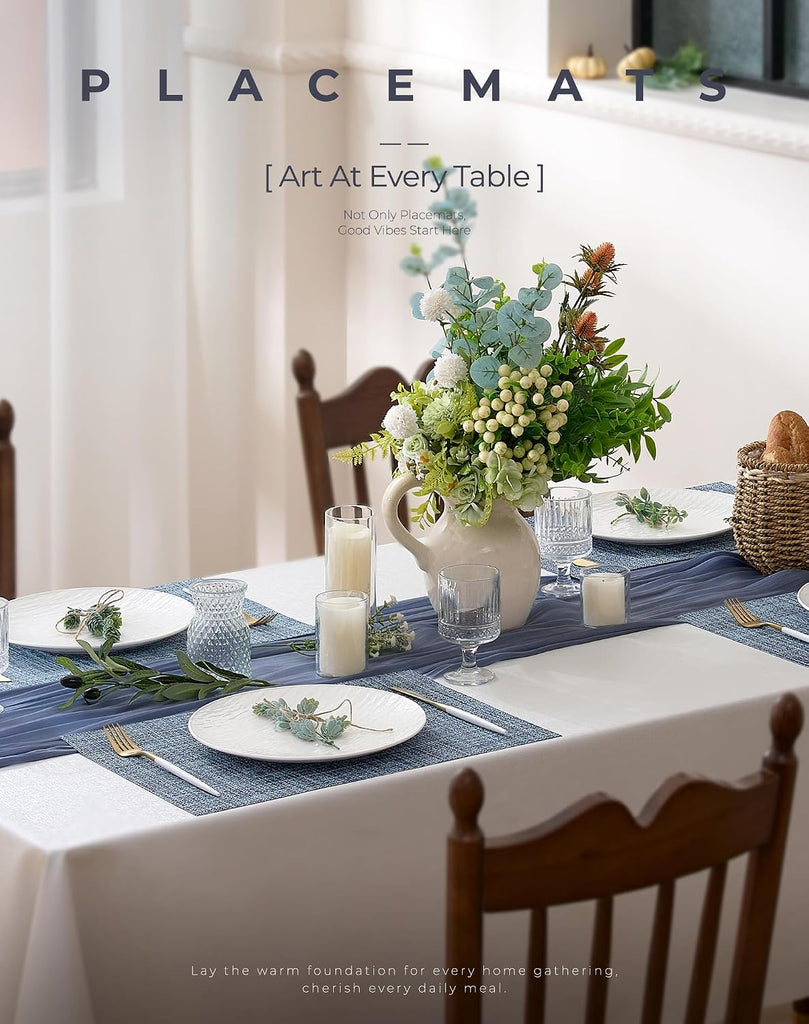Woven Vinyl Placemats, Deep Navy - Set of 4