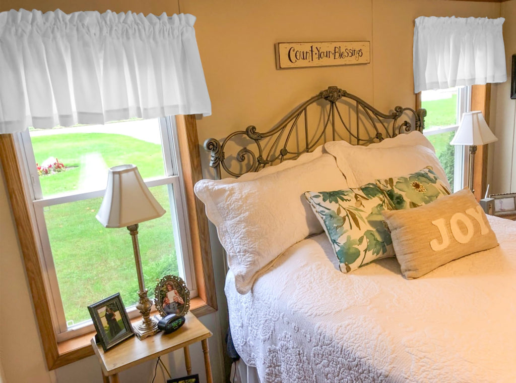 4 Panels White Blackout Curtain Valances, 42" x 18"