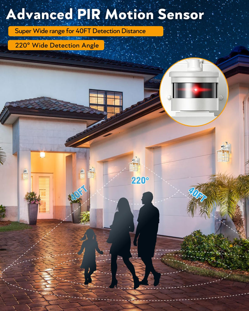 Motion Sensor Outdoor Porch Lights Wall Mount, Anti-Rust, Waterproof