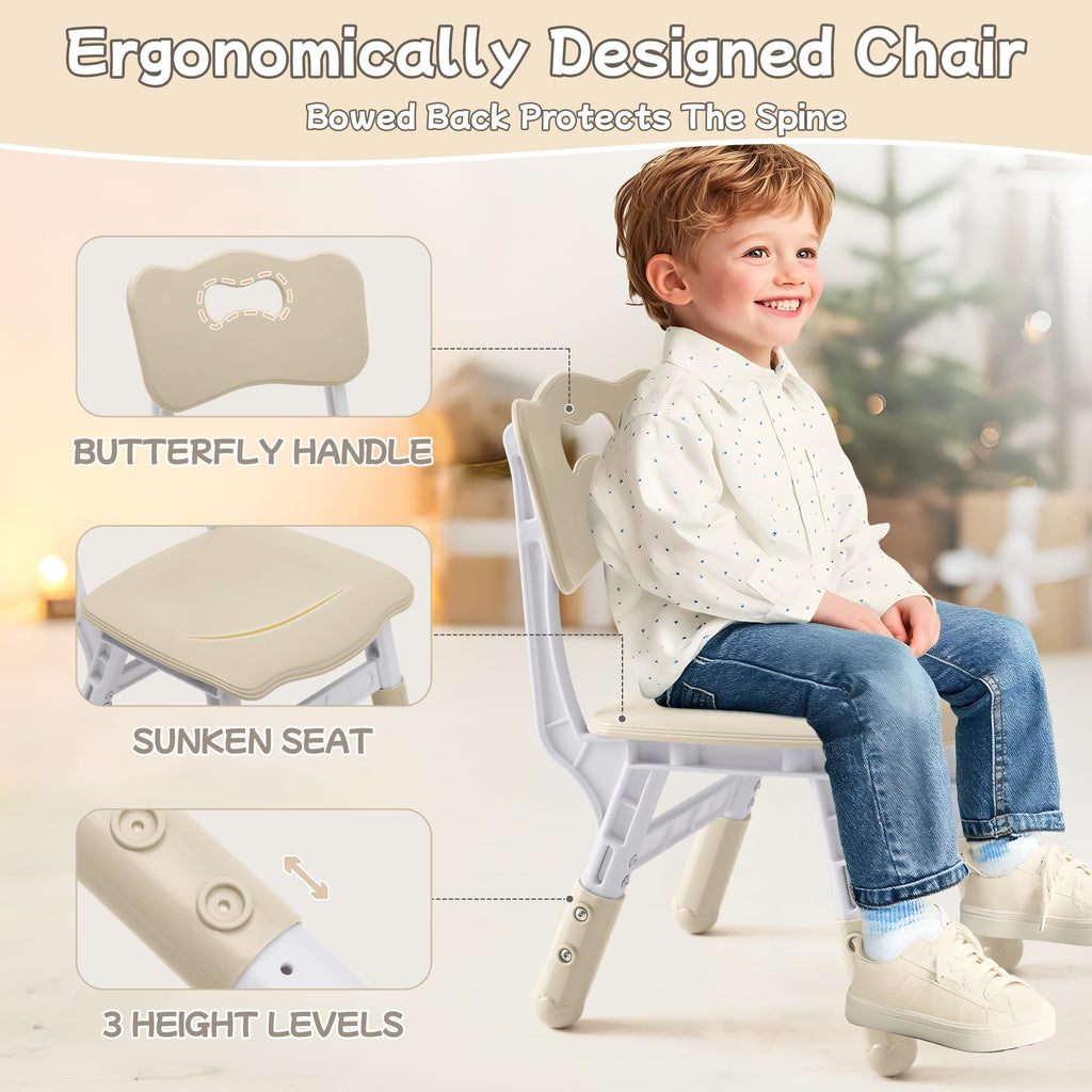 Toddler Table and Chair Set, Height Adjustable-Upgrade Kids Table and 2 Chairs for Ages 3-8, Multi-Activity Toddler