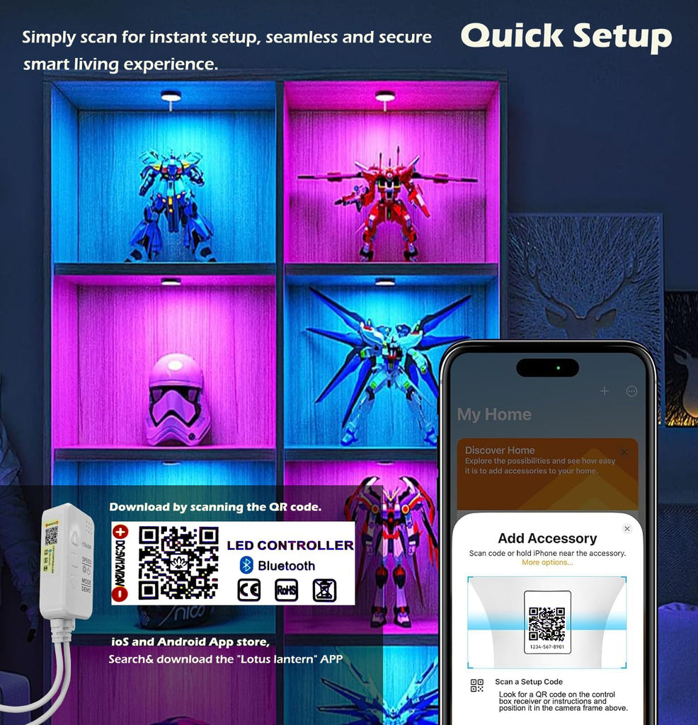 Smart RGB Puck Lights, 6-Pack 12V Wired Display & Shelf LED Kit
