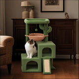 37.4" Cactus Cat Tree Tower with Twin Cat Condos for Indoor Cats