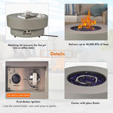 Propane Outdoor Fire Pit Table, Flint & Concrete Look 32-inch Round Patio Propane Fire Table 50,000 BTU w/Lid, Glass Rocks, Cover, Pre-Attached 10ft - Image 5