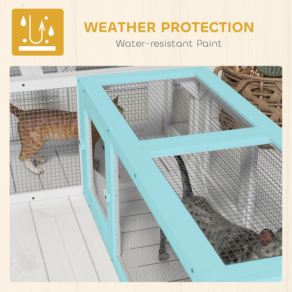Outdoor Cat Tunnel w/Extendable Design 98" L Wooden Cat Run White