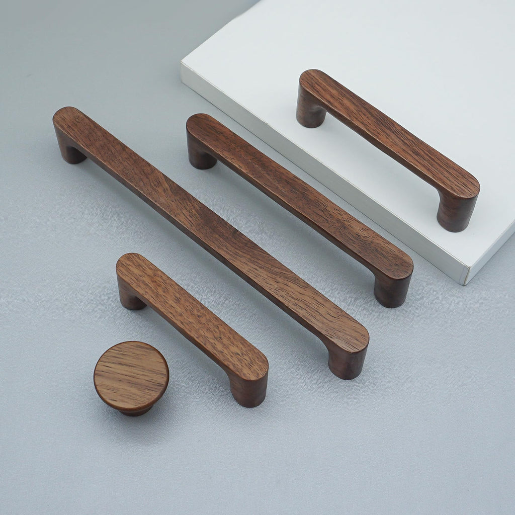 6 Pack Walnut Wood Drawer Pulls Handes Rustic Cabinet Pulls Handles Wood Dresser Knob Kitchen Furniture Hardware (6