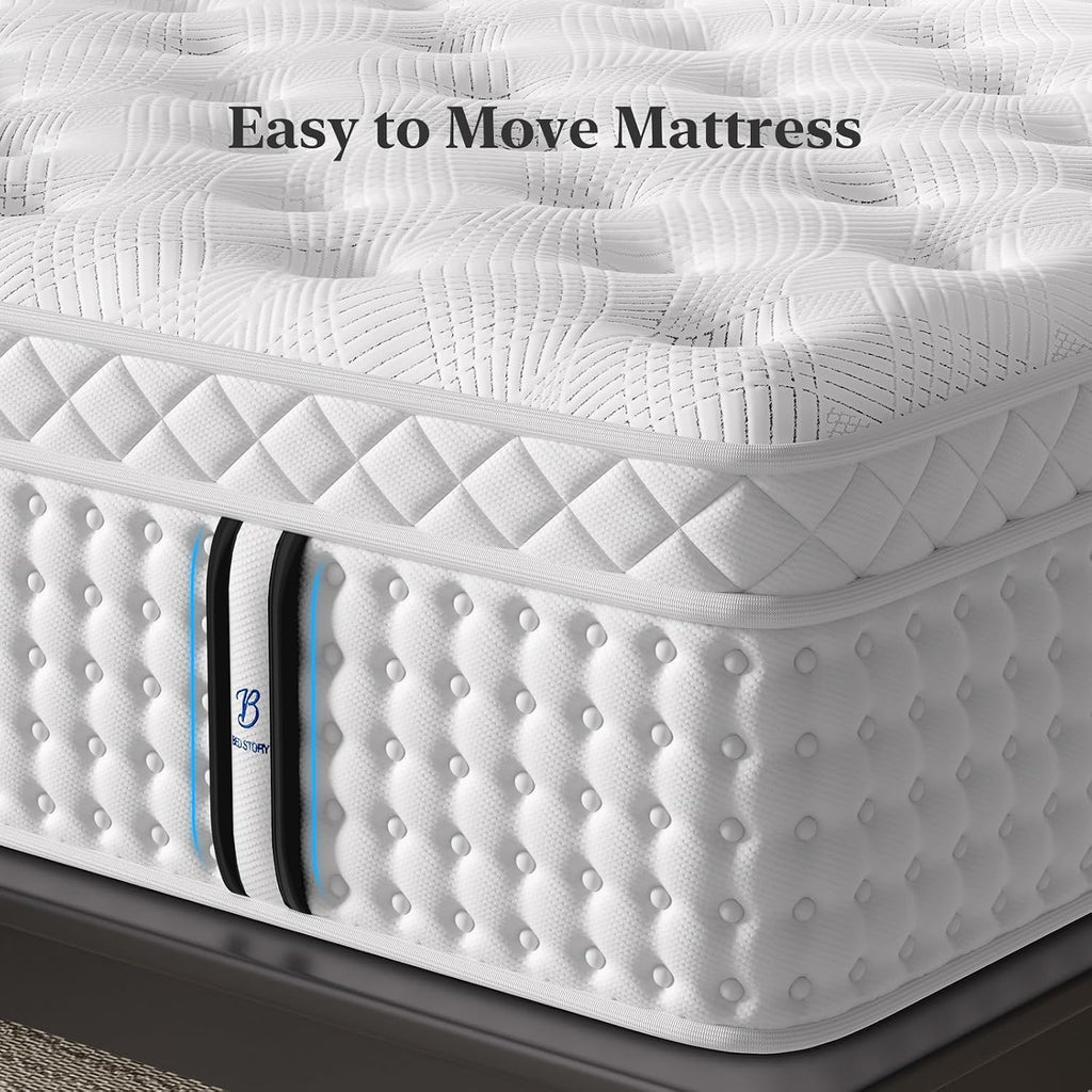 Medium Firm King Size Mattress 14 Inch, Hybrid Mattress in a Box for Zoned Pressure and Pain Relief, Signature