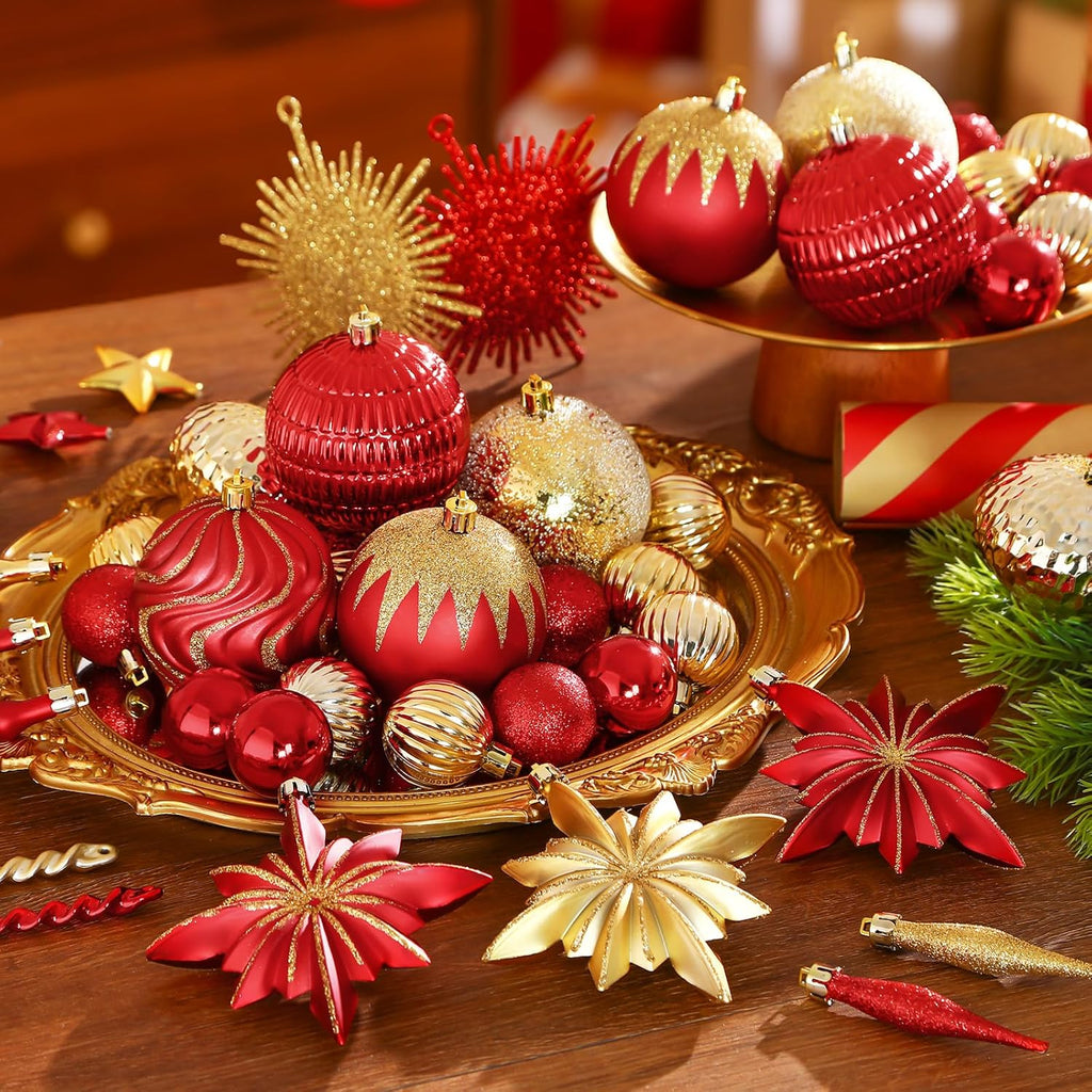 Assorted Christmas Tree Ornaments Set for Holiday Home - Set of 80