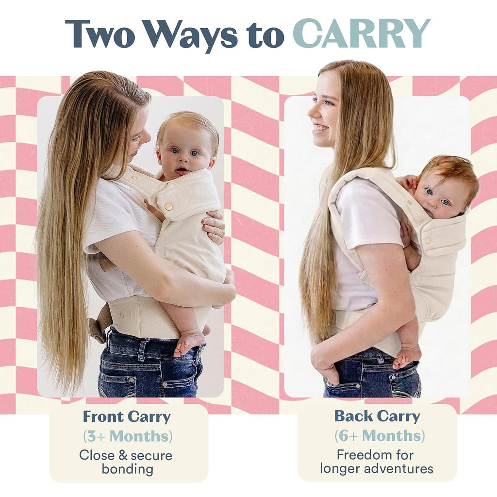 Ergonomic Hip-Healthy Baby Carrier, Front-Back Carry, 7-35 lbs, Vanilla