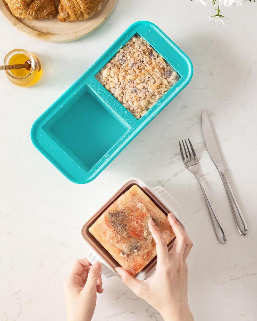 Dishes for Oven, Small Ceramic Dishes with Silicone Lids for Individual Portions 5.5" x 5.5" Square Casserole Dishes