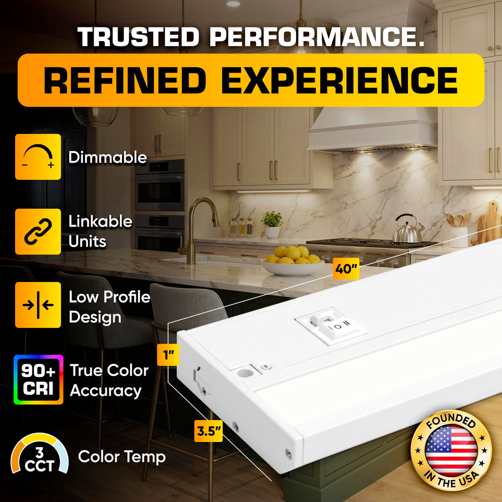 LED Under Cabinet Lighting Hardwired - 40 Inch White
