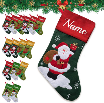 Set of 1 Christmas Stockings with Name Family Ornament for Xmas Holiday Decoration
