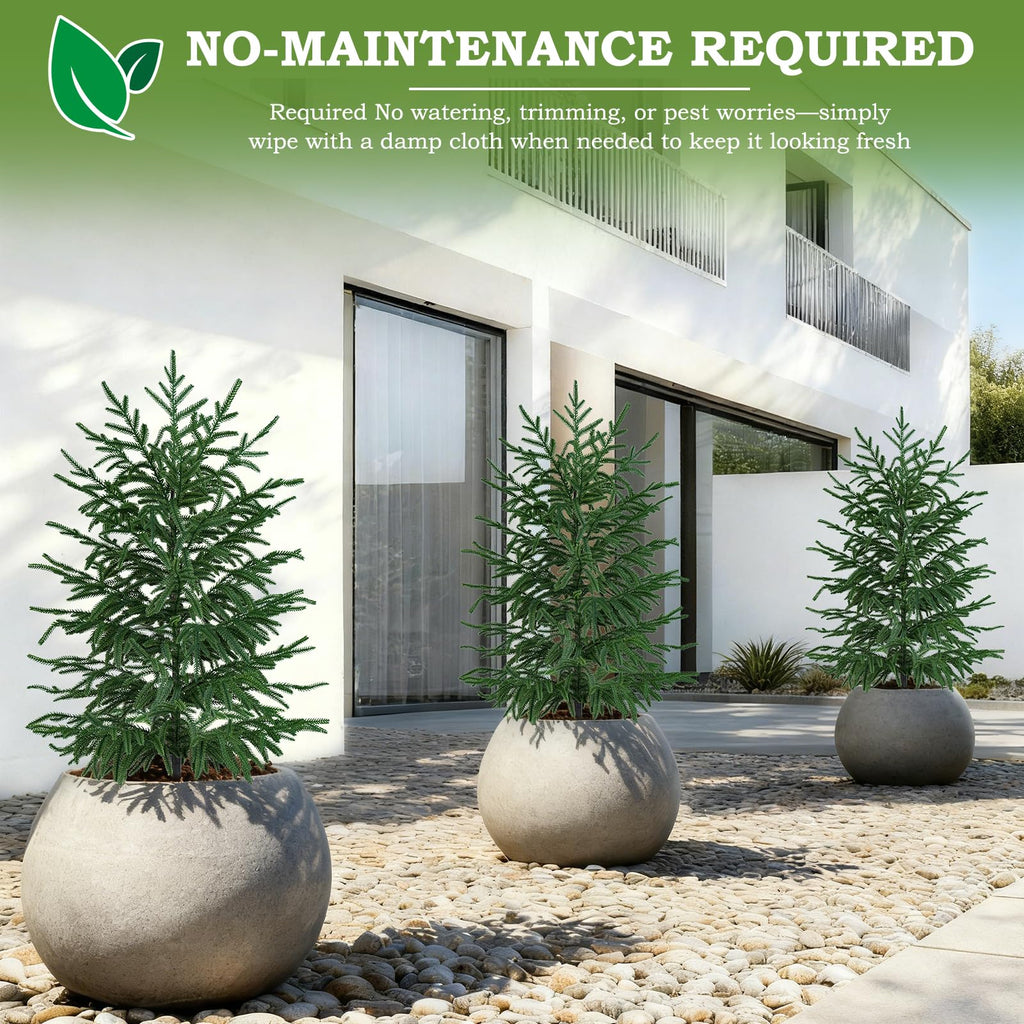 2PCS Faux Norfolk Pine Topiary Trees with Pot, 3FT UV-Anti Decor