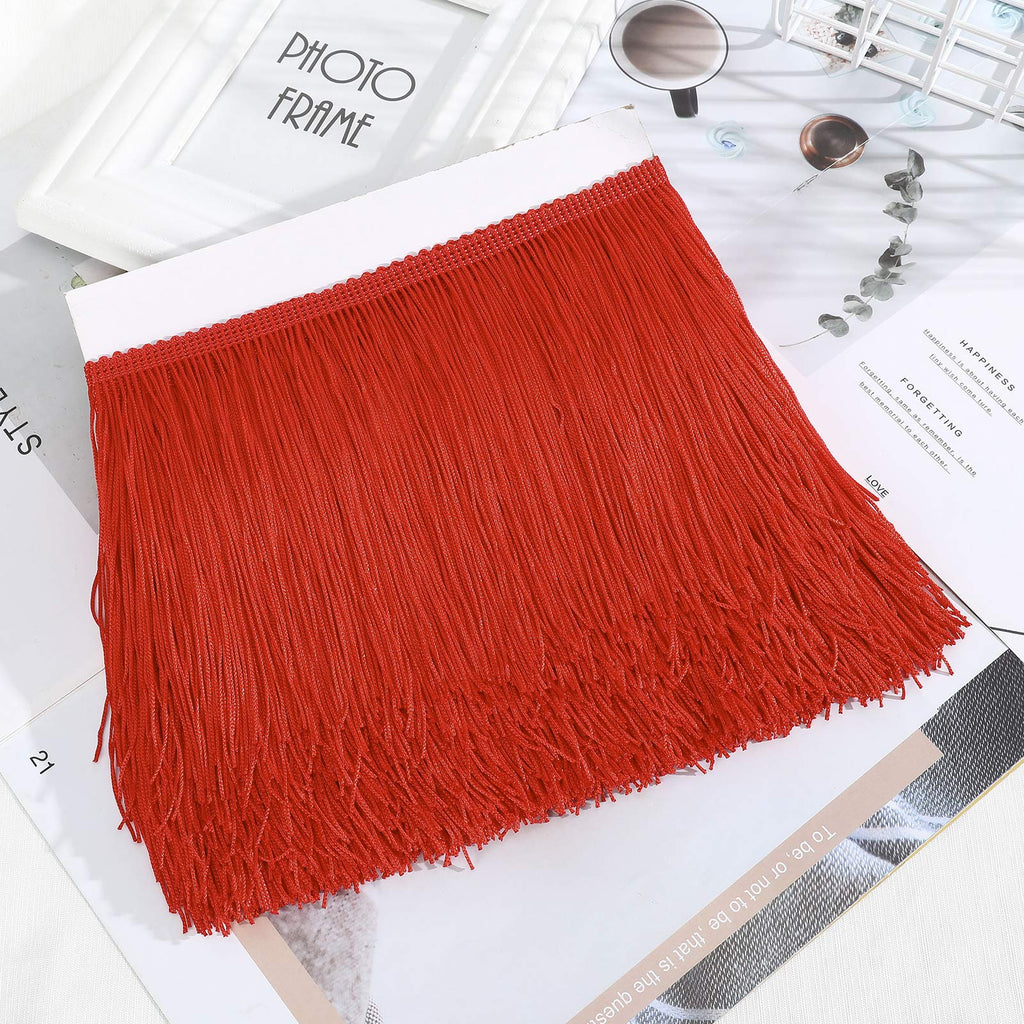 Sewing Fringe Trim for DIY Craft, Red, 6 Inches Wide - 10 Yards