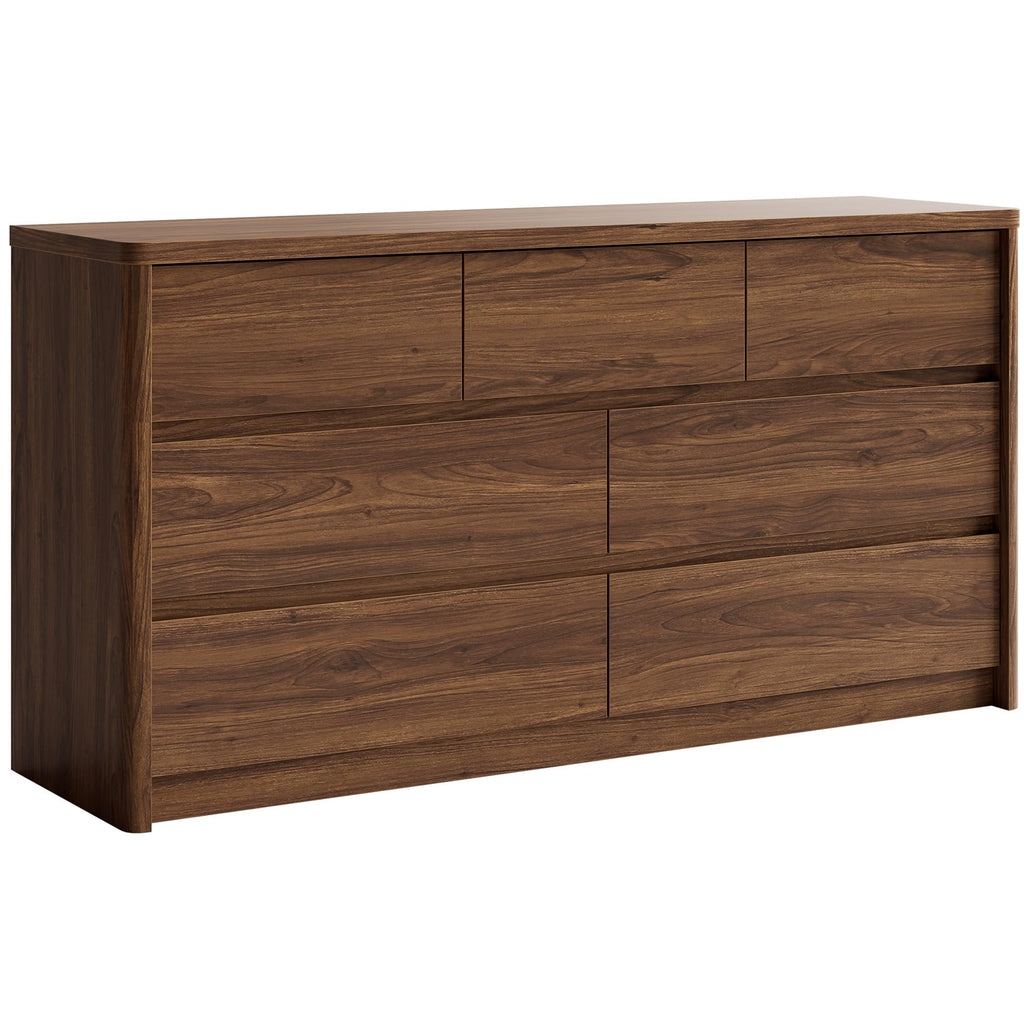 7 Drawer Dresser, Walnut, 55" Wide