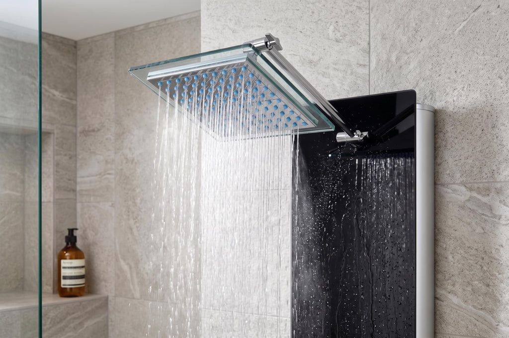 52" Aluminum SPA392B Shower Panel Tower System with Rainfall Shower Head and 8 Adjustable Massage Jets (Black)