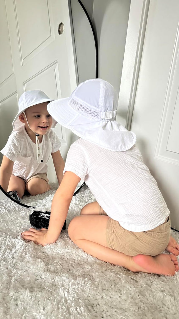 Toddler Baby Sun Hat Kids Summer Beach Essentials Adjustable Beach Hats with Bucket Wide Brim for Boys Girls Age 0-14