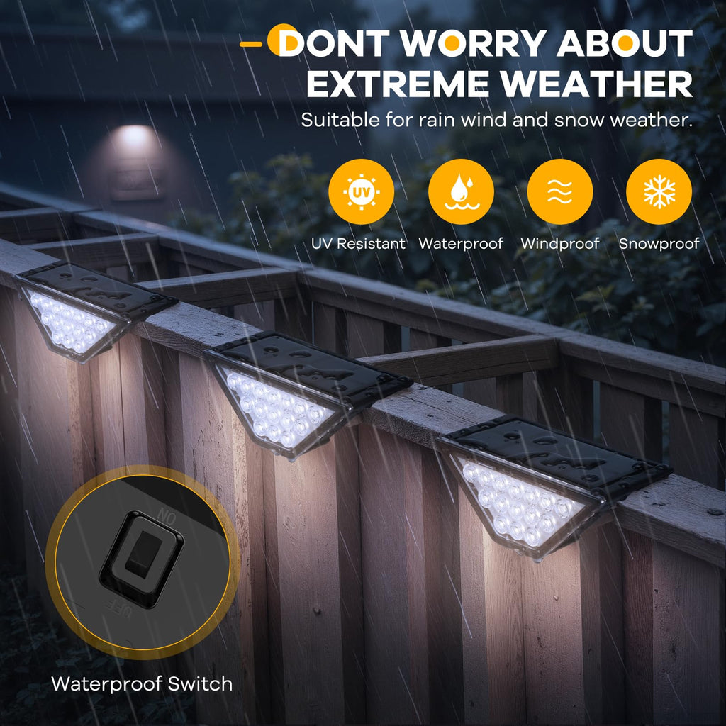 Solar Step Lights for Outside, Solar Stair Lights Outdoor Waterproof, Deck Step Lights for Fence, Patio, Yard, Porch