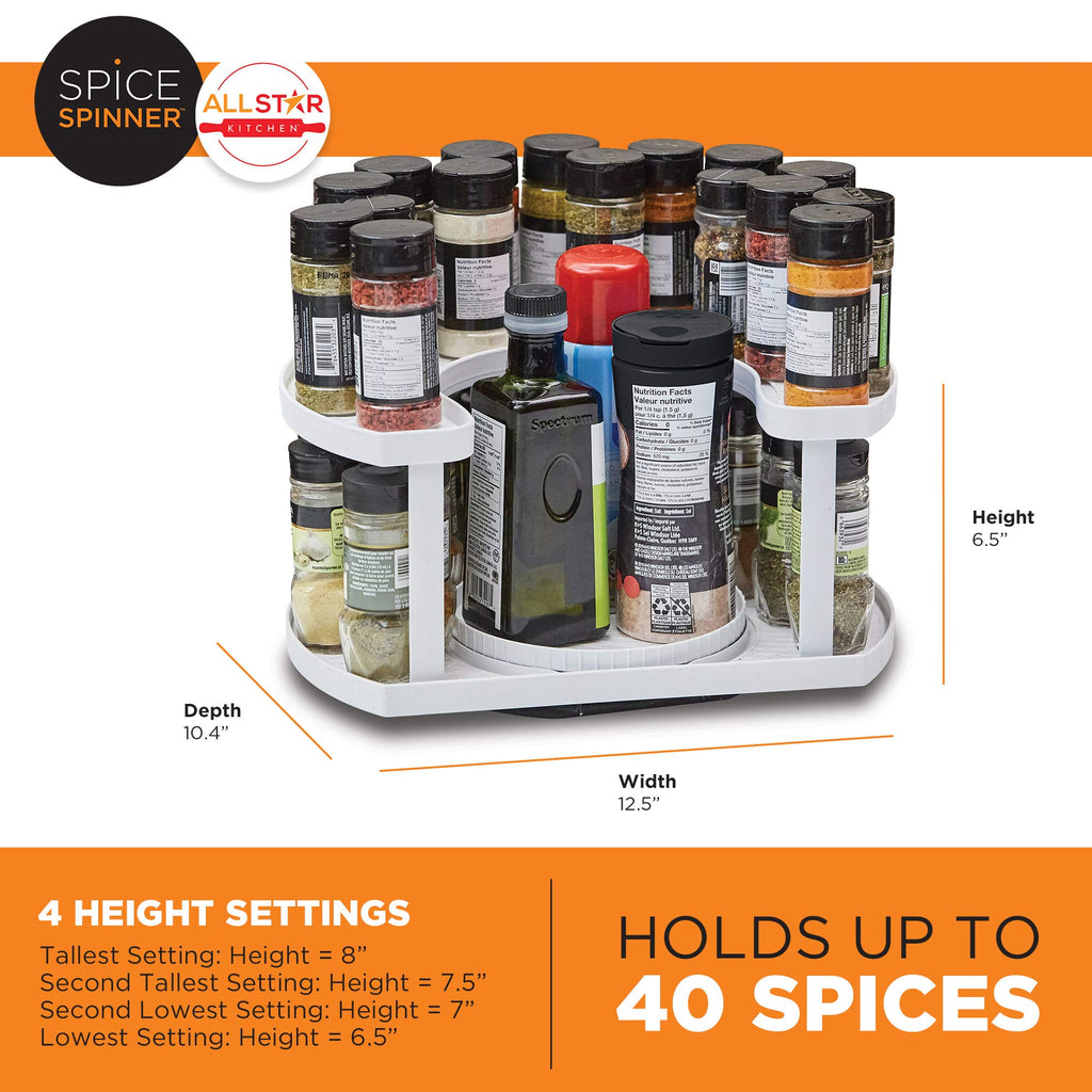 Spice Spinner Two-Tiered Spice Organizer & Holder That Saves Space, Keeps Everything Neat, Organized & Within Reach