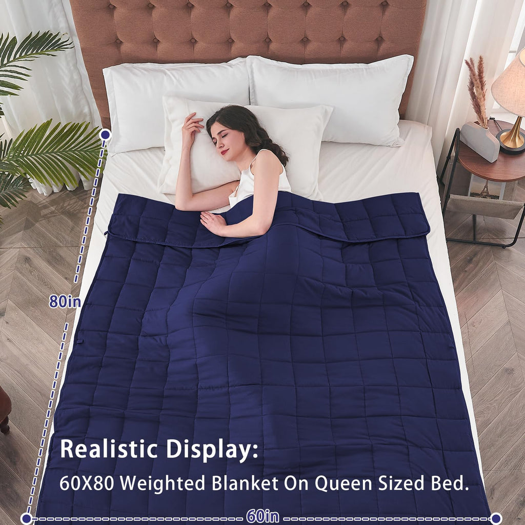 Weighted Throw Blanket for Adults 20lbs Queen Size, 60" x 80", Blue