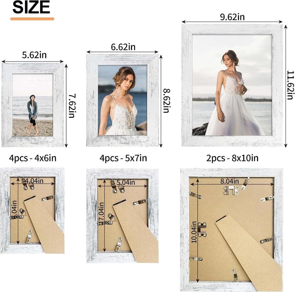 Collage Picture Frames Set of 10, Wall Decor for Mounting or Tabletop Display, Family Photo Gallery Frame Set - Multi