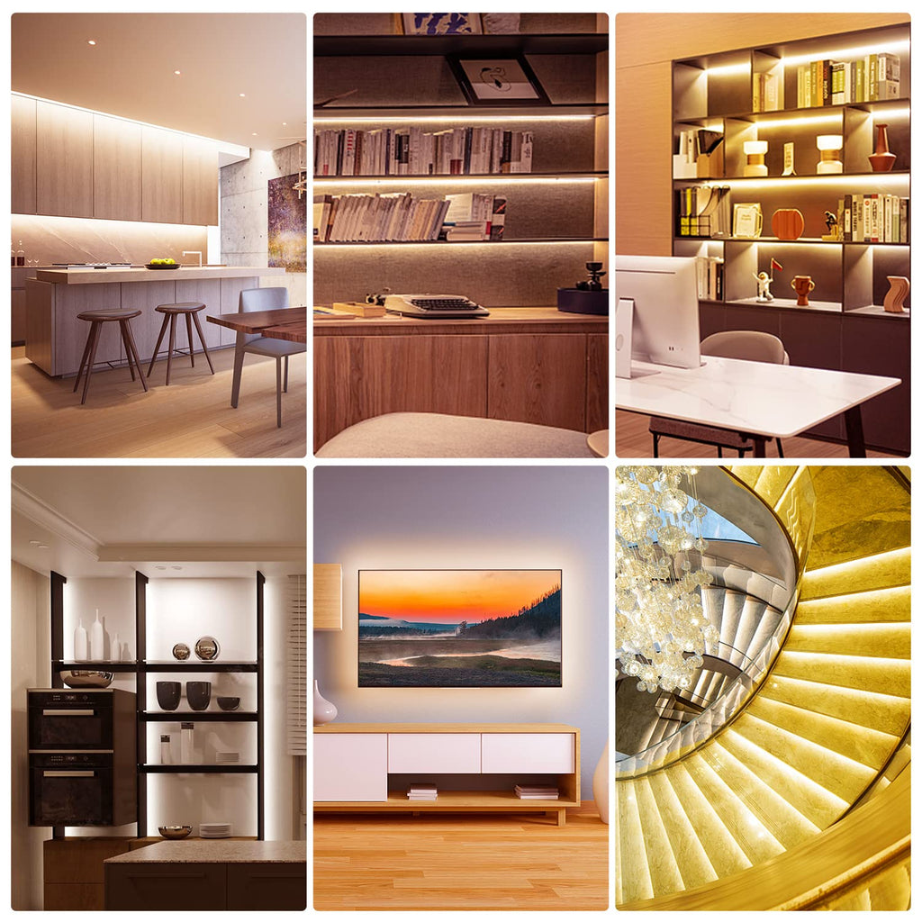 Under Cabinet Lighting kit, 6 PCS LED Strip Lights with Remote, Dimmer and Adapter, Dimmable Cabinet,Counter,TV
