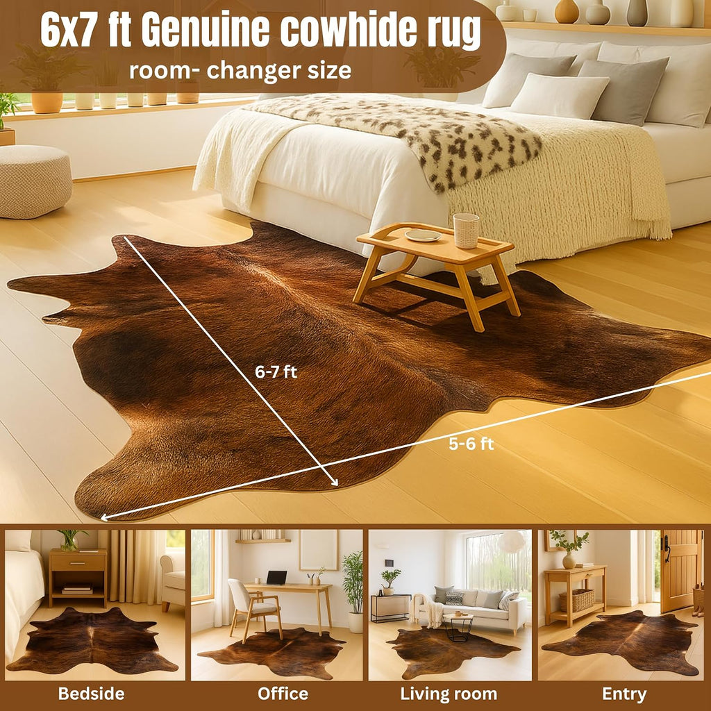 Genuine Cowhide Rug - Premium Western Home Décor, Natural Brazilian Cow Hide & Rustic Cabin, Multiple Colors