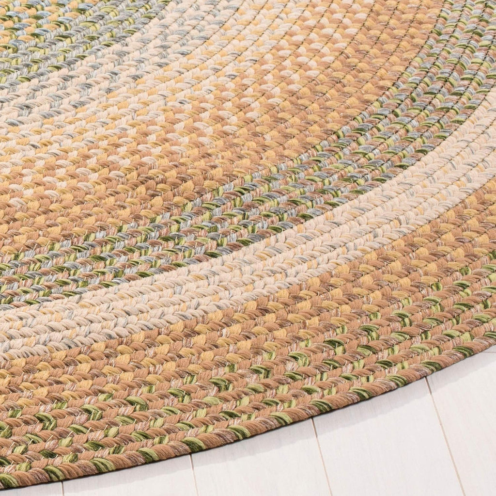 Braided Indoor/Outdoor Washable Oval Rug, Tan & Multi BRD314A