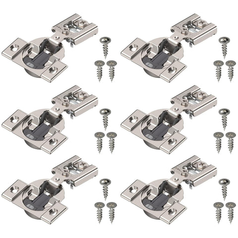 Compact BLUMOTION Hinge (3 Kits), 1/2" Overlay, 105° Opening Angle, Steel, Integrated Soft-Close Hinges for Face Frame