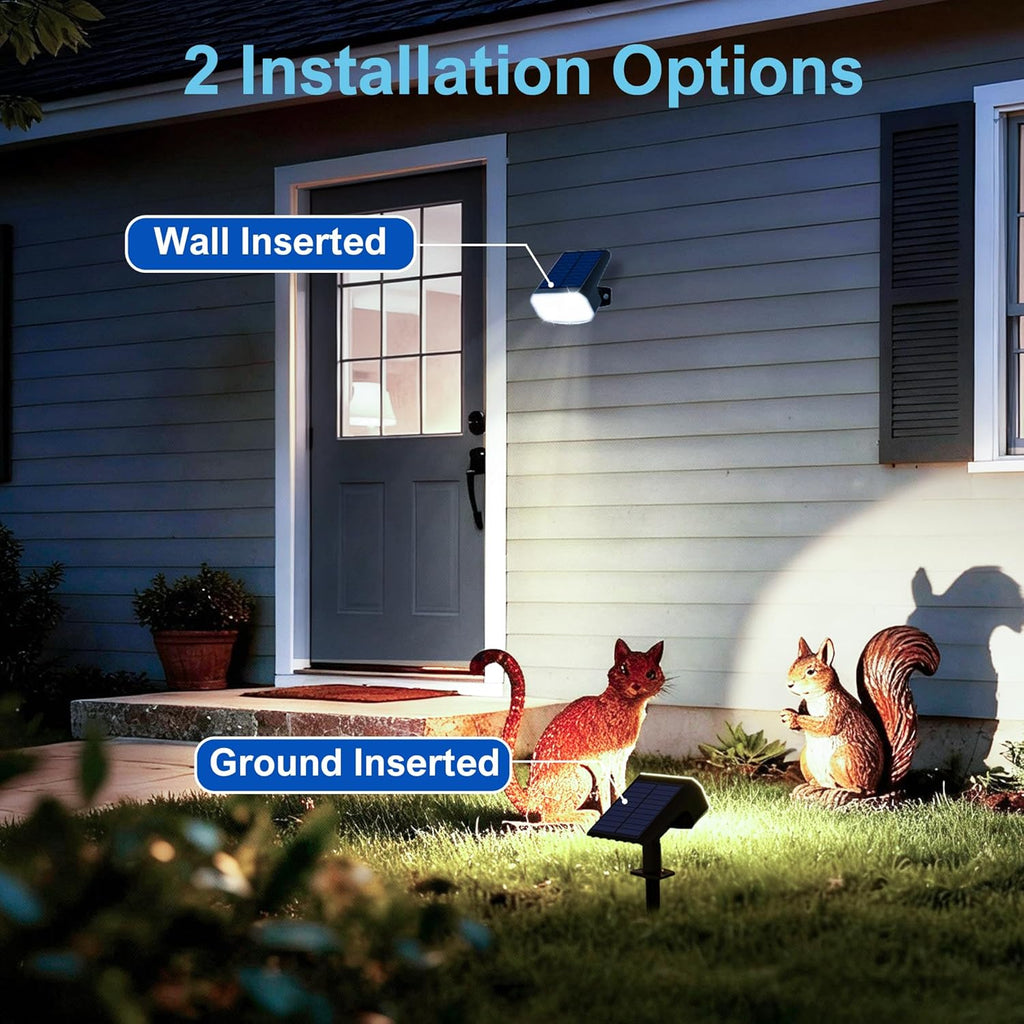 Solar Lights Outdoor Waterproof IP65, Super Bright LED with Lens, 6500K 2 Lighting Modes, Solar Powered Yard Garden