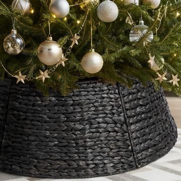 8-Piece Rattan Christmas Tree Collar - 42" Rustic Farmhouse Tree Skirt- Xmas Tree Base Cover for Christmas