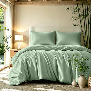 King Duvet Cover Set 3 Pieces, 100% Organic Viscose derived from Bamboo, Luxuriously Soft & Cooling, 1 Duvet Cover