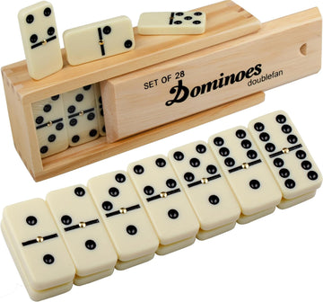 Dominoes for Adults, Double 6 Domino Set 28 Tiles in Wood Case - Set of 28