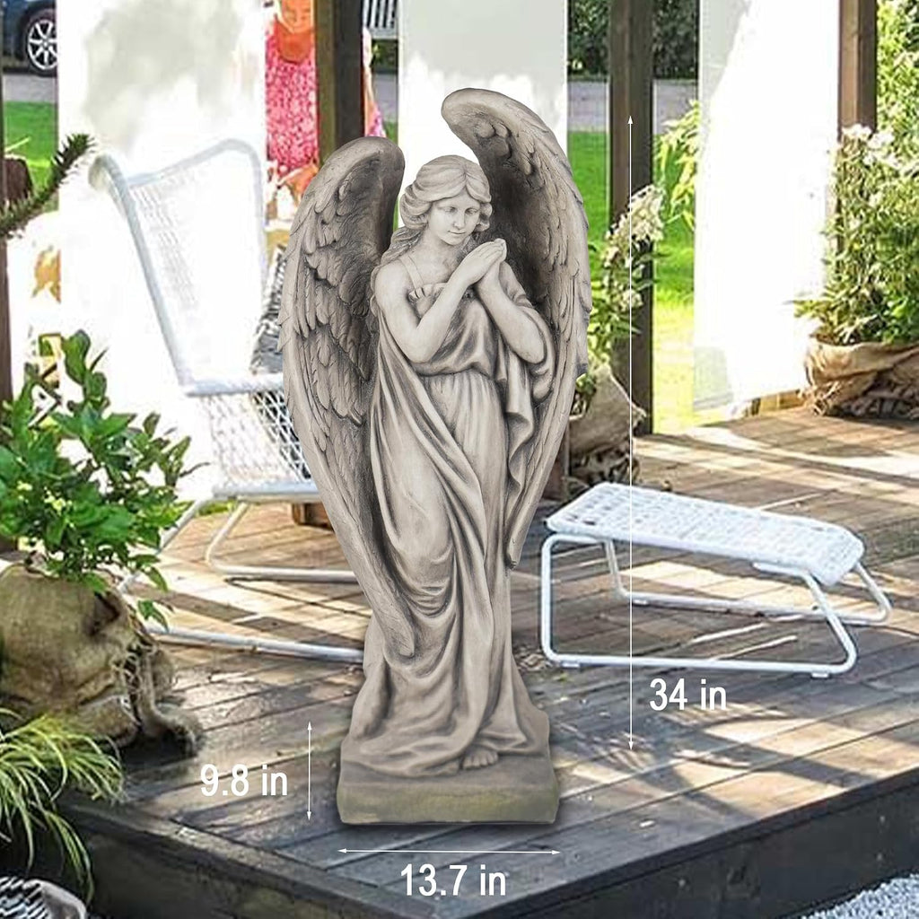 Outdoor Statues Angel Décor Garden Statue - 34 inch Large Garden Angels Outdoor Religious Statues Catholic Resin