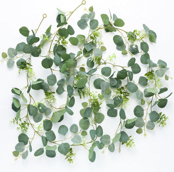 Strands Artificial Vines Eucalyptus Garland 68" Fake Vine with Silk Leaves Green Garland Faux Hanging Plants - Set of 12