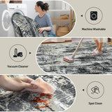 8x10 Area Rugs Washable Rug: Large Modern Abstract Living Room Rug Soft Anti-Skid Thin Carpet Indoor Floor