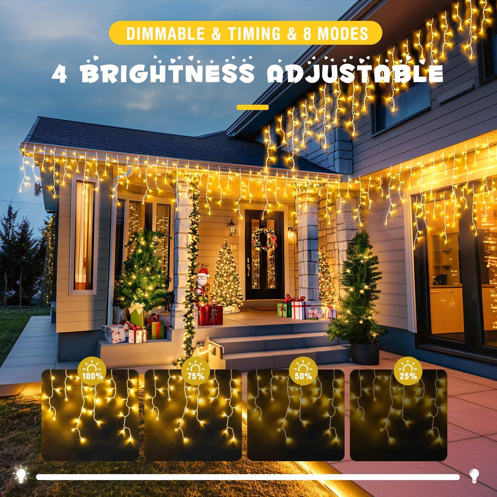 Christmas Icicle Lights for Outside,800 LED Warm White