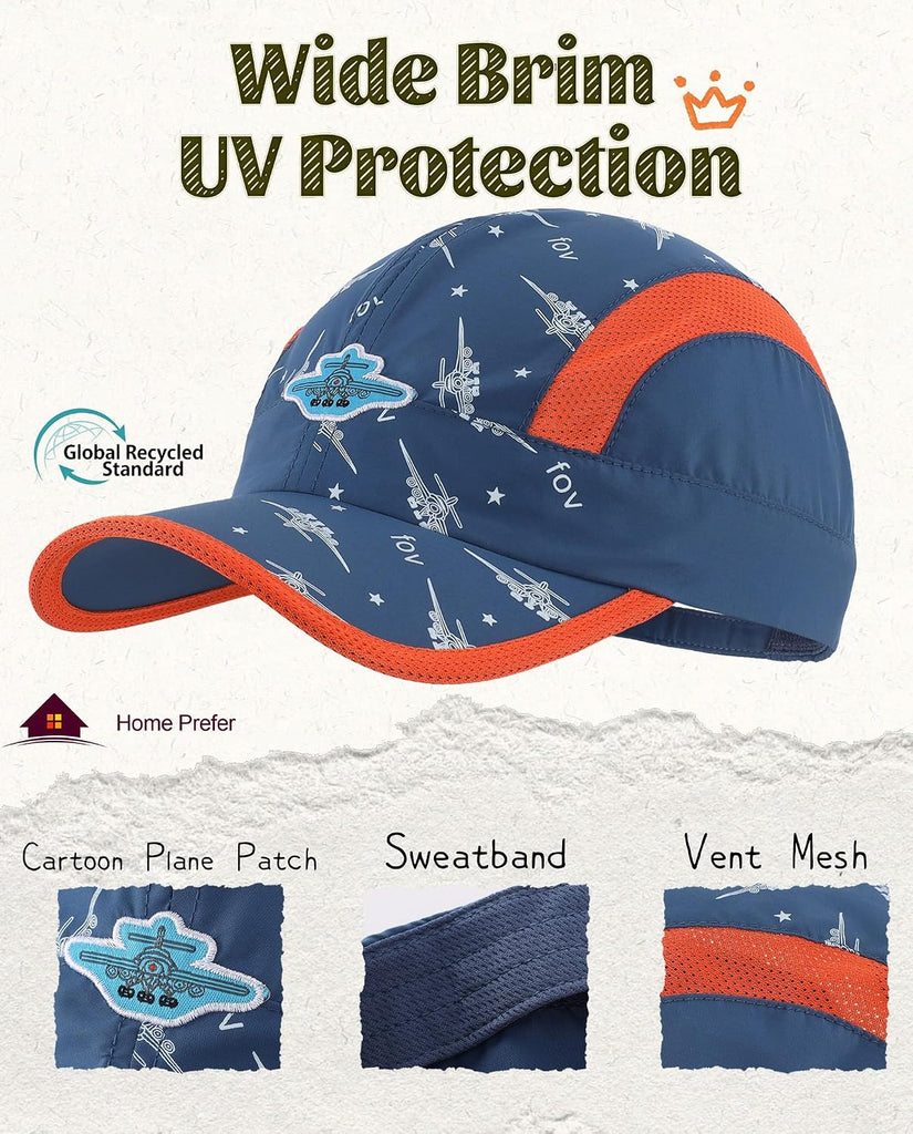 Kids Lightweight Quick Drying Sun Hat Airy Mesh UV Protection Caps Boys Girls UPF50 Baseball Caps Run Beach Water