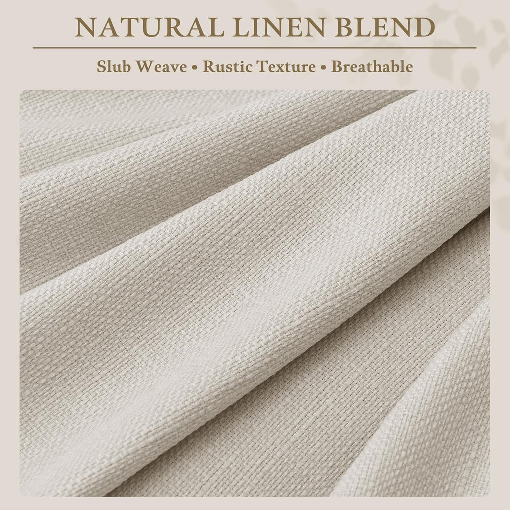 Natural Pinch Pleated Linen Curtains 84 Inch Length 2 Panels for Living Room Bedroom Cream Semi Sheer Light Filtering