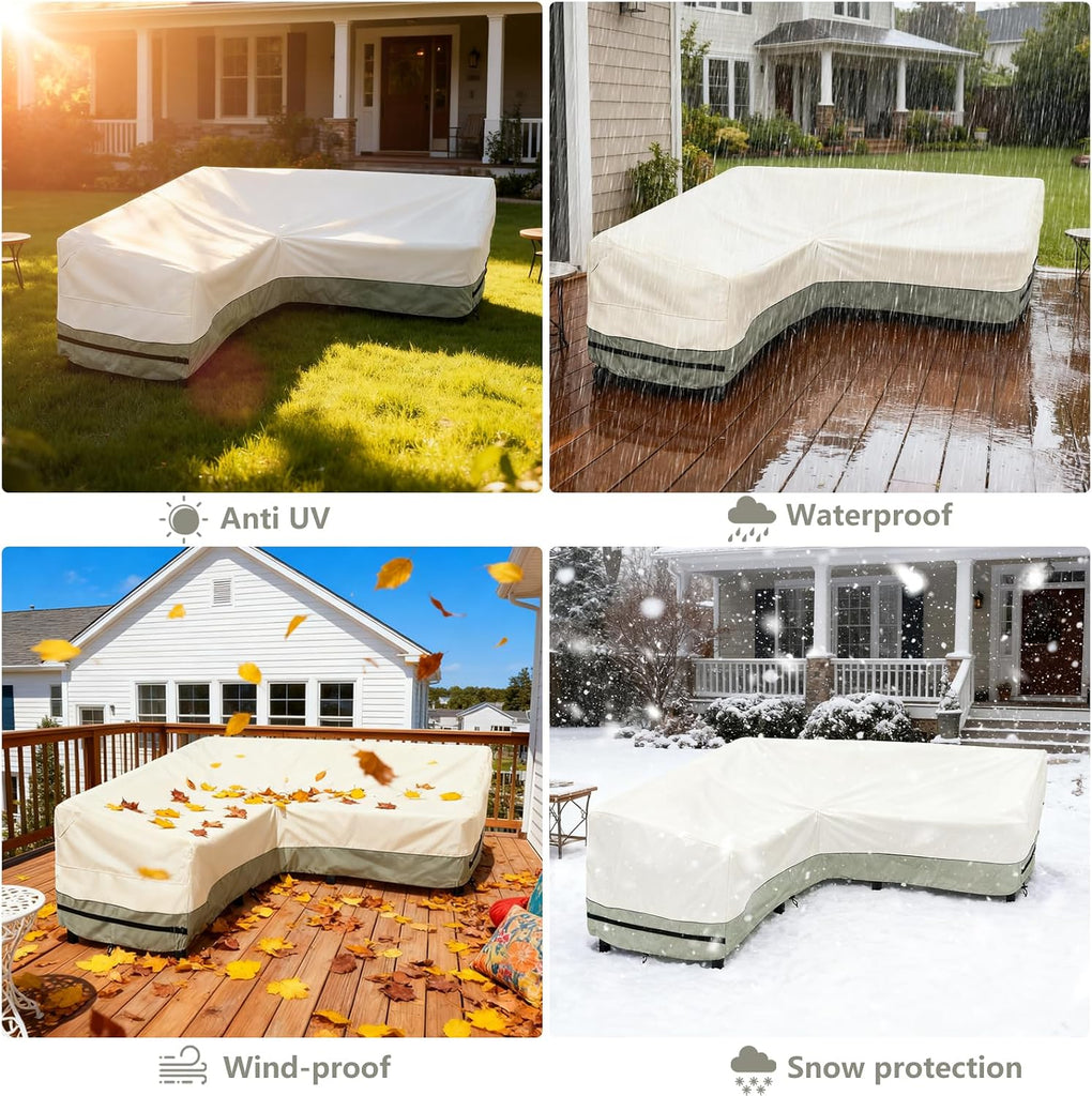 Outdoor Sectional Cover,V Shaped Patio Furniture Covers for 5-Seater Outdoor Sectional Furniture Couch 85"(85''L) x