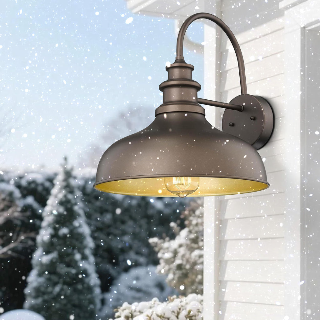 Outdoor Wall Sconce, 2Pack Farmhouse Outdoor Barn Light, Oil Rubbed Bronze